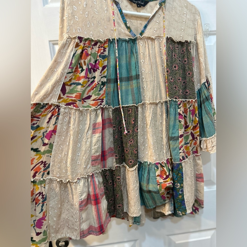 Young Threads Flowy Patchwork Peasant Tunic Top S… - image 5